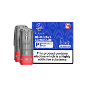 Pack of 2 Elf Bar Mate P1 prefilled pods in Blue Razz Lemonade flavor, blending sweet blue raspberry with tangy lemonade for a bold and refreshing vape, designed for use with the Elf Bar Mate device for a smooth and fruity vaping experience